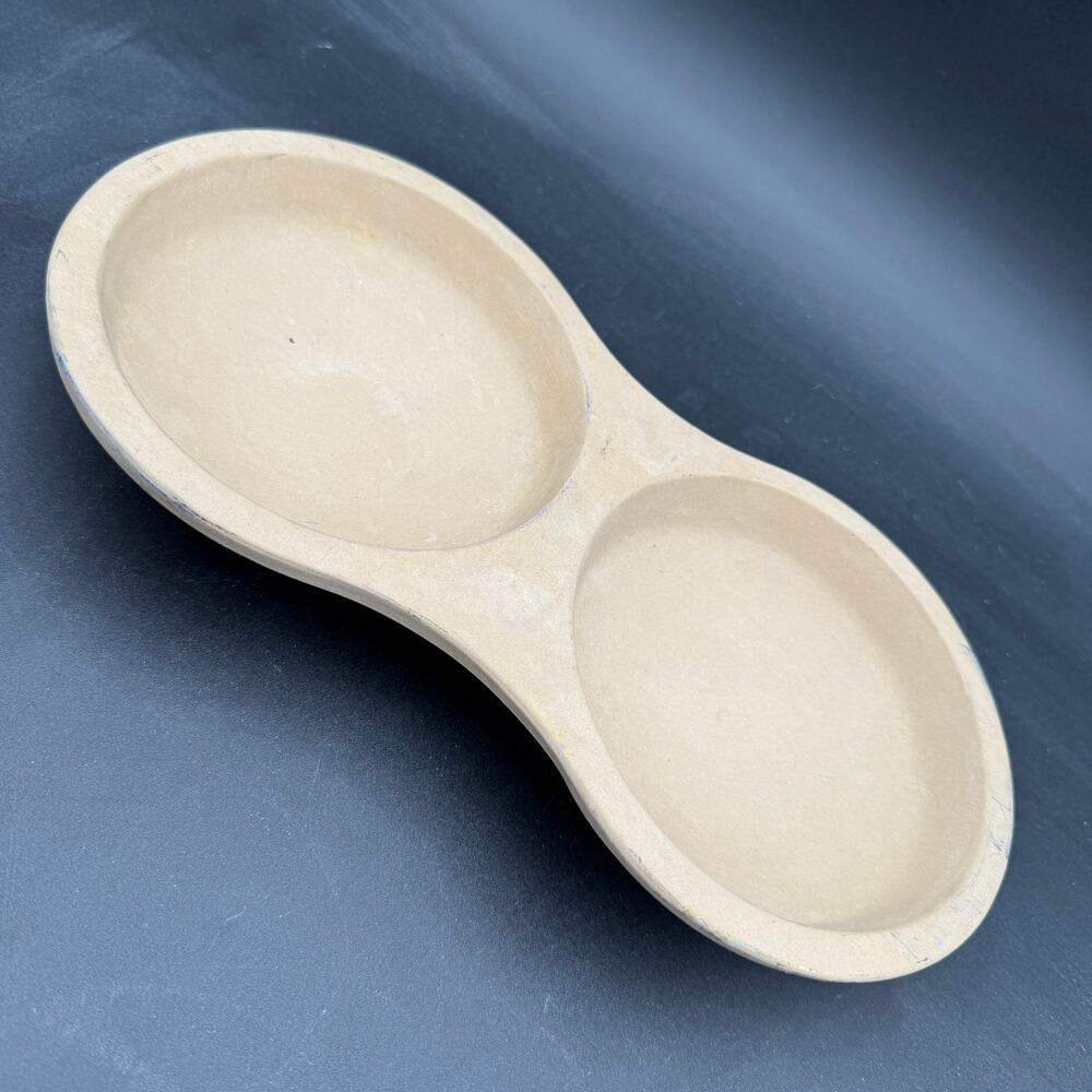 Pampered Chef Egg Cooker Cake Pan Stoneware Double Bowl Baker 5153